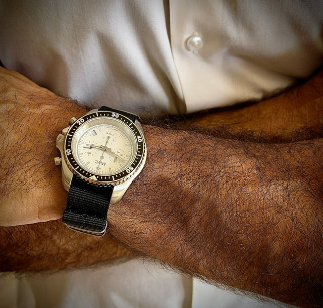 MWC NATO Pattern Stainless Steel Military Pilots Chronograph with Sapphire Crystal and Swiss Ronda Movement