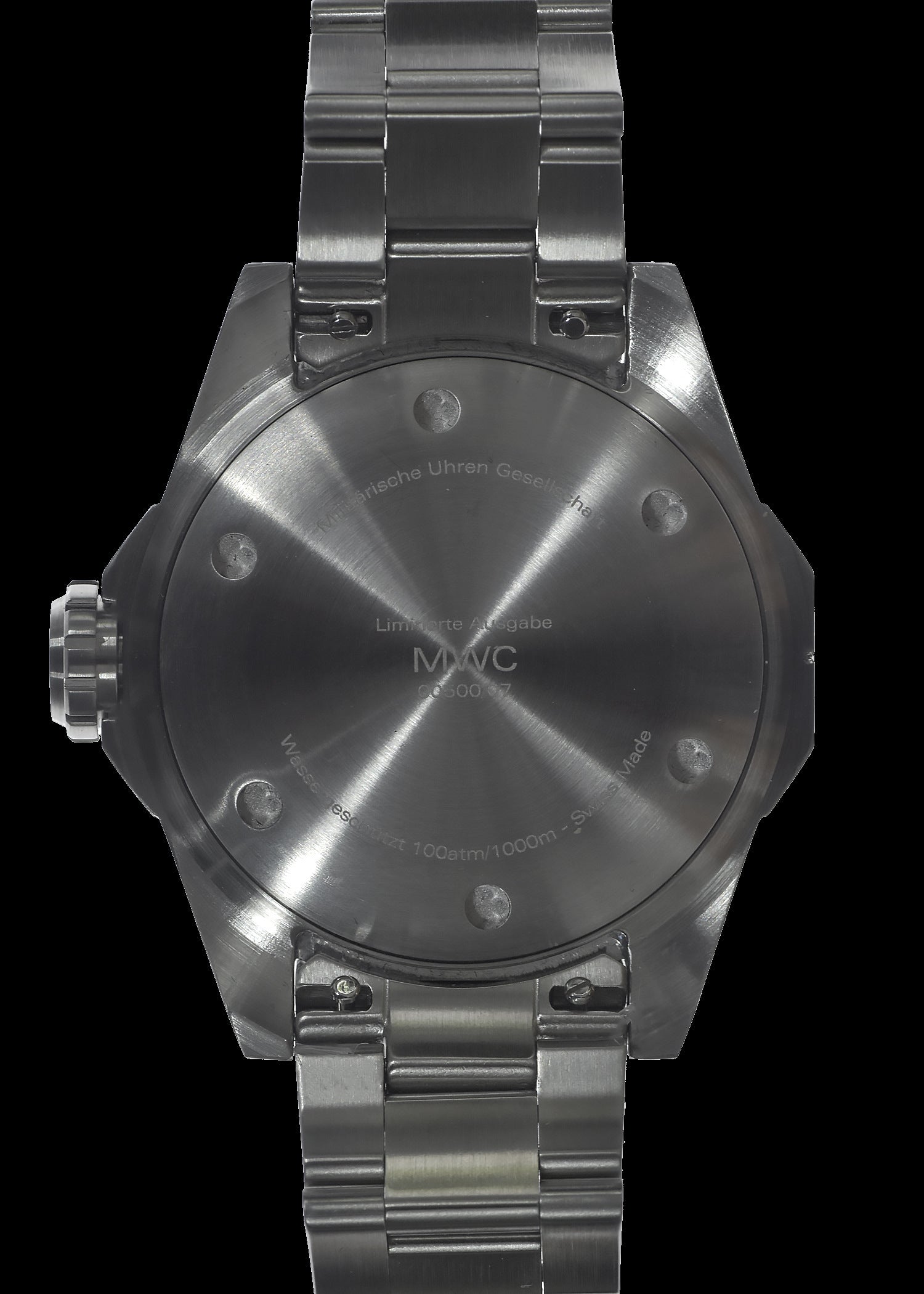 MWC 100ATM / 3,280ft / 1000m Water Resistant Diver's Watch Stainless Steel Case with Helium Valve and Matching Bracelet 100% Swiss Made with Sellita SW200 26-Jewel Automatic Movement