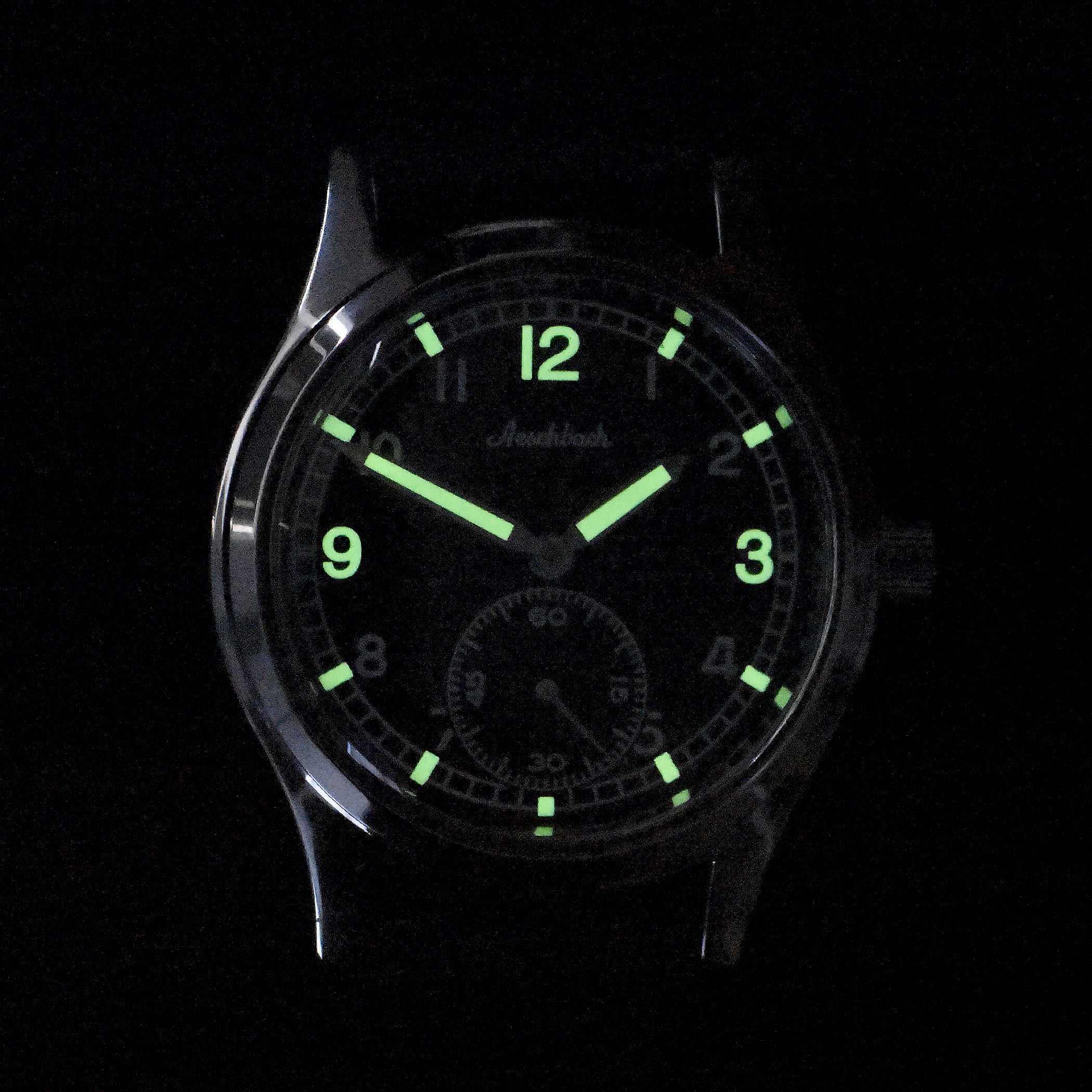 Aeschbach WW2 Pattern German Wehrmacht & Luftwaffe Dienstuhr (Army/Airforce Service Watch) with Sapphire Box Crystal and a 21 Jewel Automatic Mechanical Movement