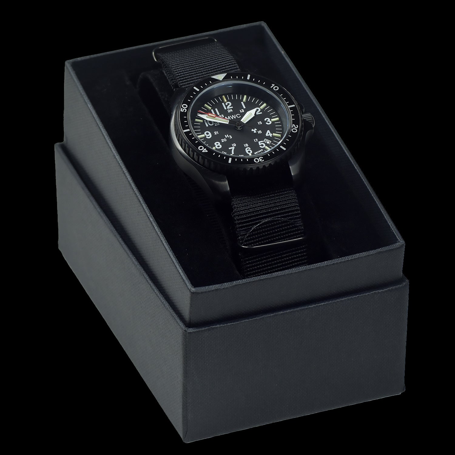 MWC Automatic Black PVD Military Divers Watch - Tritium / GTLS Illumination, Ceramic Bezel and Sapphire Crystal