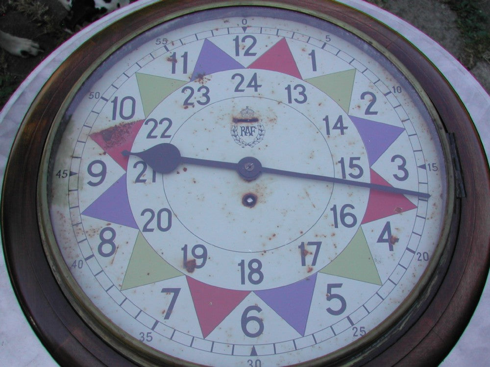 RAF 1940 Pattern "Battle of Britain" Replica Sector Wall Clock with Silent Sweep Movement in Wooden Case (Size 14" / 35.6cm)