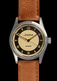 Aeschbach 1950s Pattern 25 Jewel Automatic, 200m Water Resistant Watch with Retro Luminous Paint, Sapphire Crystal & Calf Leather Strap