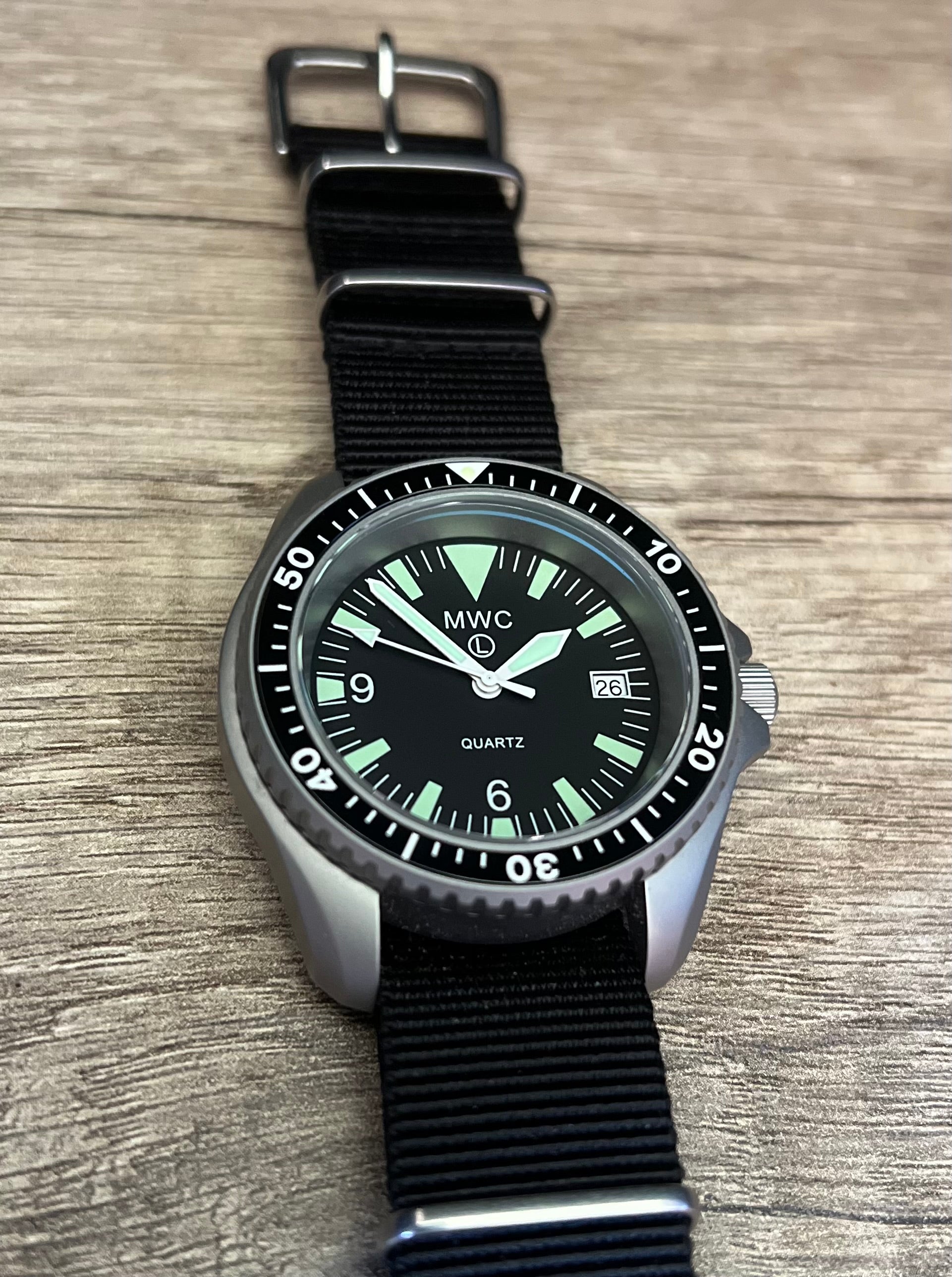 Current NATO Pattern Quartz Military Divers Watch with Sapphire Crystal and 10 Year Battery Life - NATO STOCK NUMBER NSN 6645-99-157-3496