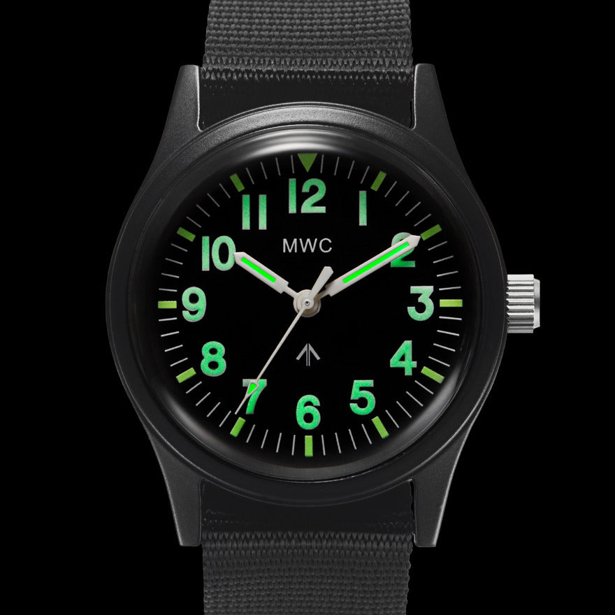 MWC Classic 1960s/70s Matt Black European Pattern Military Watch Webbing Strap