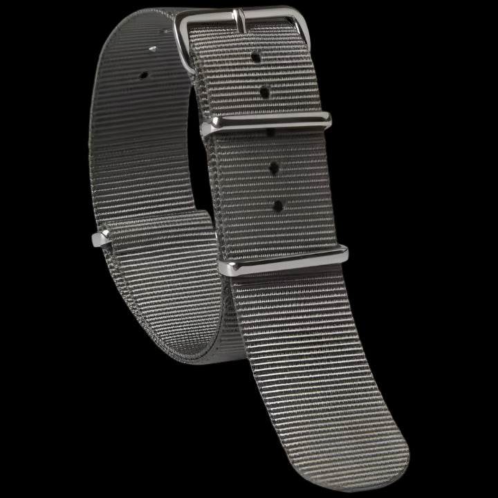 24mm Admiralty Grey NATO Military Watch Strap in Ballistic Nylon with Stainless Steel Fasteners