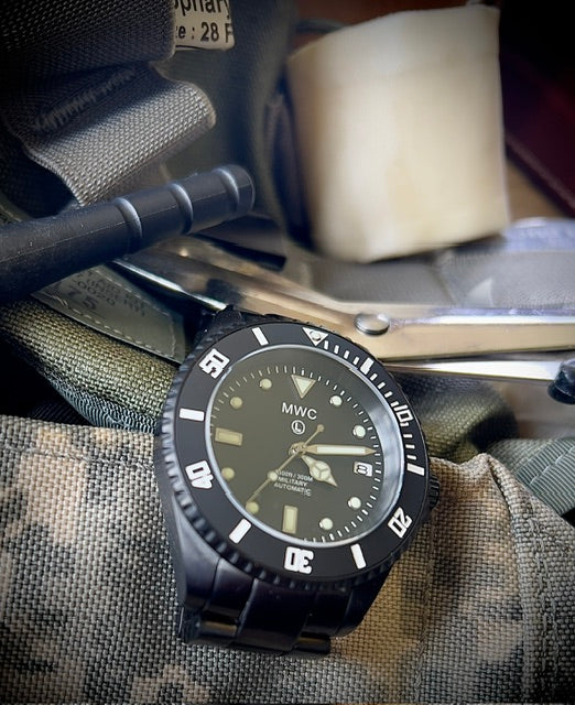 MWC 24 Jewel 300m Automatic Divers Watch with PVD Bracelet, Ceramic Bezel and Sapphire Crystal