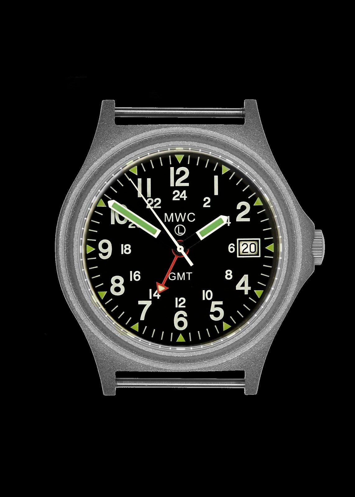 MWC GMT (Dual Time Zone) 100m/330ft Water resistant Military Watch in Stainless Steel Case with Screw Crown