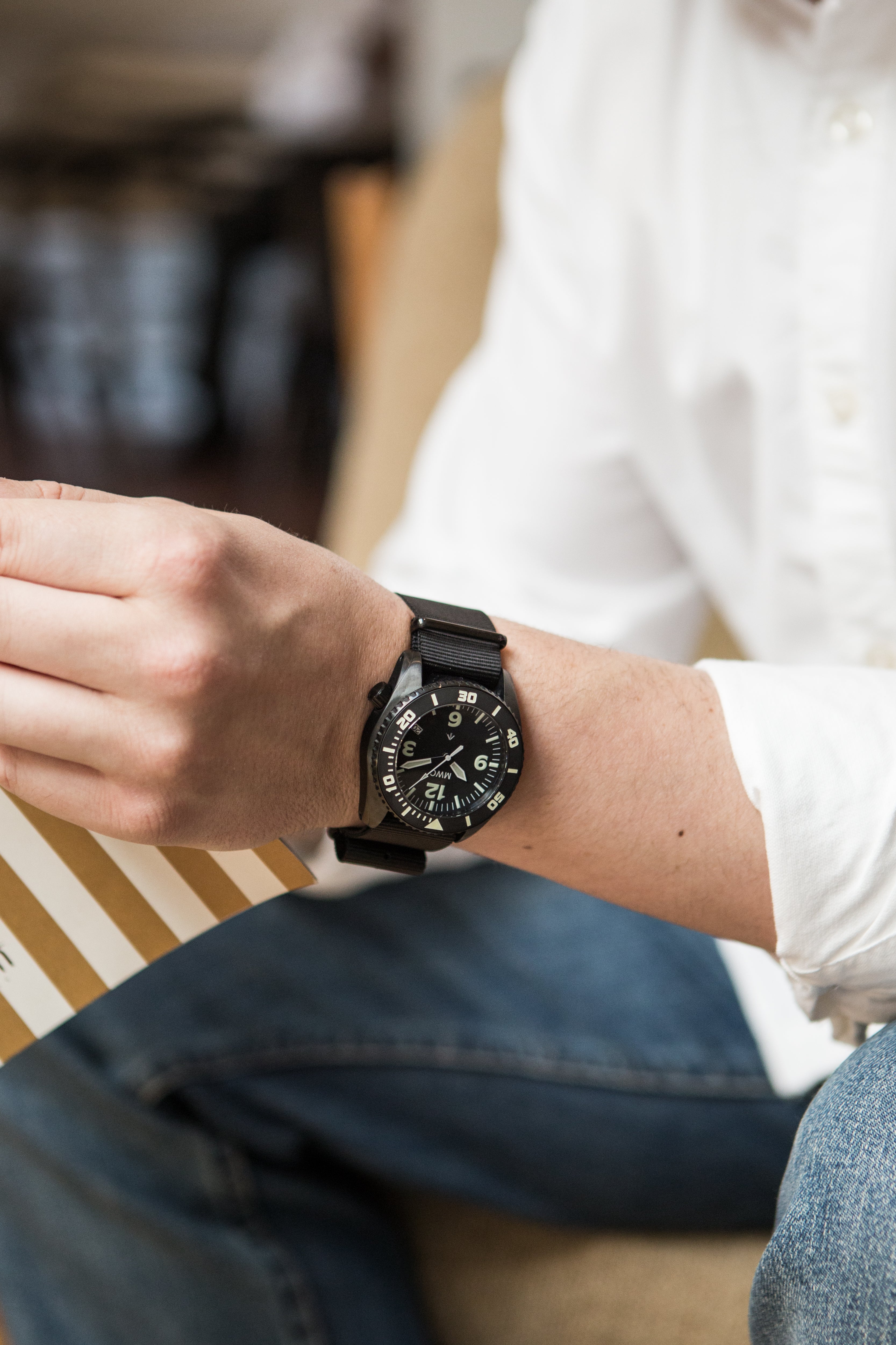 MWC "Depthmaster" 100atm / 3,280ft / 1000m Water Resistant Military Divers Watch in PVD Stainless Steel Case with Helium Valve (Quartz)