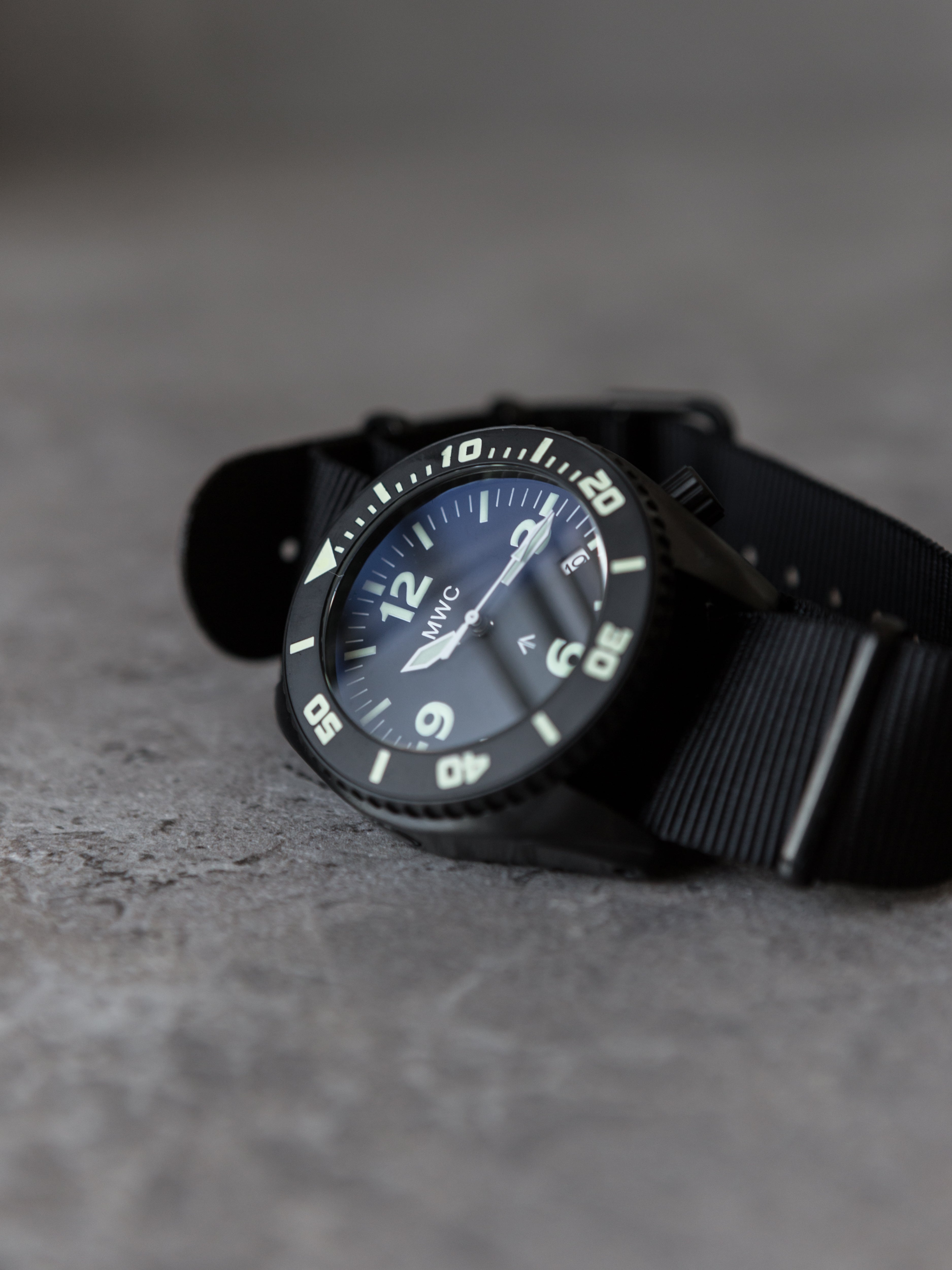 MWC "Depthmaster" 100atm / 3,280ft / 1000m Water Resistant Military Divers Watch in PVD Stainless Steel Case with Helium Valve (Quartz)