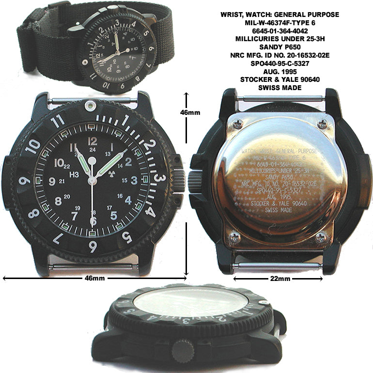 MWC P656 Titanium Tactical Series Watch with Subdued Dial, GTLS Tritium and Ten Year Battery Life (Non Date Version)